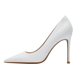 White High Heels Womens Ultra Thin Pointed Toe Lambskin Matte Professional Broadcast Art Exam Black Single Shoes Leather