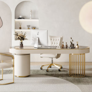 Luxurious Rock Panel Computer Desk Office Writing Table Simple Beauty Medical Consulting Reception Table And Chair