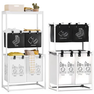 【Vodool】 Stylish Waterproof Laundry Basket with Multi-Layer Design for Efficient Clothing Sorting in Home Dorm or Apartment