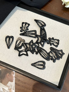 Simple Black Glossy Barrettes Girl Side Bangs Cropped Hair Clip Barrettes BB Clip Little Girl Cute Clip Baby Hair Accessories