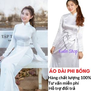 {Hàng Loại 1} Áo dài trắng truyền thống học sinh lụa phi bóng 02 tà/ áo dài nữ sinh / áo dài học sinh cấp 3/ áo dài truyền thống