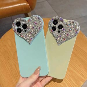 Luxury Full Cover Diamond Glitter Phone Case for Apple 13 Female Model Anti-Fall Pure Color Silicone Protective Shell for iPhone