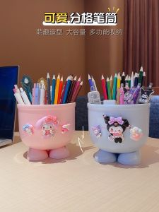 Creative Sanrio Cartoon Pen Holder Cute Student Office Supplies High Aesthetic Value Girls Desktop Storage Box Organizer