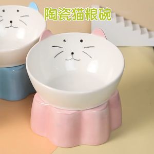 Chén sứ đế rời sử dụng được 2 kiểu - Chén ăn chống gù cho mèo - Tiệm Mèo Moa