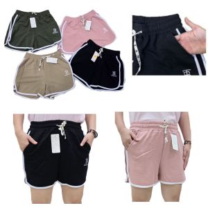 WOMEN COTTON SHORTS WITH POCKET/SELUAR PENDEK GOOD QUALITY STRETCHABLE WAIST