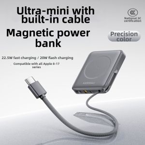 PISEN | 3C Certified Magnetic Customizable Ultra-thin Wireless Fast Charging Power Bank with Built-in Cable 10000mAh