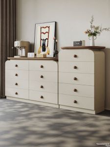 QUYUAN | Vintage Minimalist Cream Dressing Table with Storage