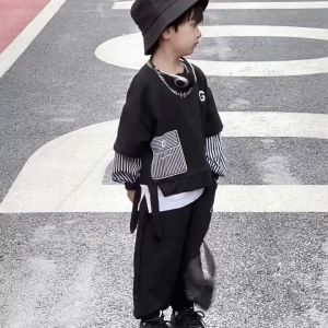 Boy Terno Set Childrens Suit Long-sleeved Tshirt + Pants Cool Handsome Clothing Set Foe Kids Boy Suit Two Piece Set