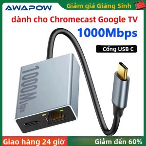 Bộ Chuyển Đổi Ethernet USB C Electop 1000Mbps Cho Chromecast Với Google TV Card Mạng Type-C RJ45 Cho Máy Tính Xách Tay Và Máy Tính Bảng