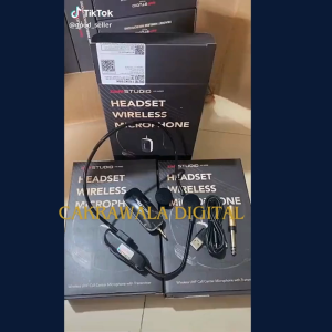 TaffSTUDIO HX W002 Microphone Wireless clip on bando headset imam mesjid sholat tanpa kabel UHF