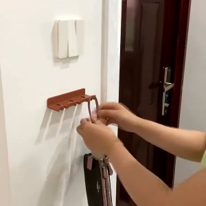Toothbrush Holder Wall Mounted Punch-free Hook Plug Socket Holder Self Adhesive Storage Mount Bracket