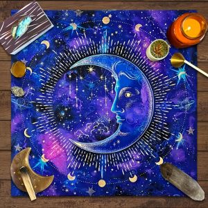VIKAMA Mystical Handprint Tablecloth Blue And Purple Lotus All-Seeing Eye Waterproof Stain-Resistant Meditation Bohemian Style