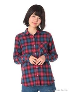 Ehyphen Autumn Cotton Plaid Long Sleeves Casual Shirt Flannel Womens Shirt Plaid Shirt Brushed Daily Order Export