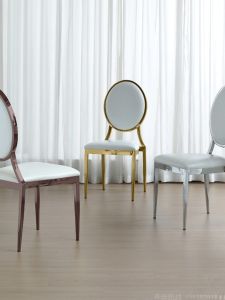 Stainless Steel Iron Art Aluminum Alloy Wave Back Chair Banquet Dinner Table Chair Hotel Wedding Celebration round Back Chair