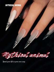 Elegant Long Nail Tips Matte Cat Eye Design Handmade Wearing False Nails Autumn Winter High End Lightweight Luxury Finished Product
