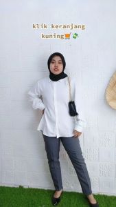 NHM Kemeja Putih Moscrepe Kemeja Wanita Formal Santai