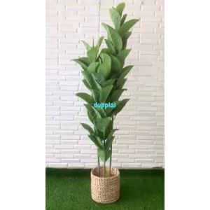 Pohon Artificial Tanaman Hias Karet T150 Latex Cover Pot Anyaman Eceng Gondok Dekorasi Apartemen