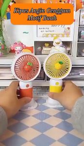 KIPAS ANGIN MINI PORTABLE MOTIF BUAH-BUAHAN / GENGGAM TANGAN PORTABLE STAND HOLDER / KIPAS ANGIN LUCU UNIK