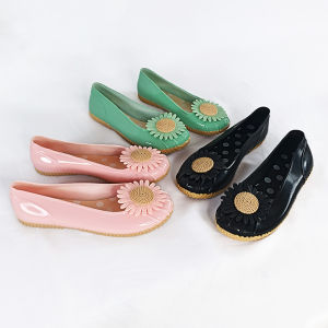 Sandal Wanita Flat Jelly Polkadot Pavolli Hiasan Bunga Daisy Selop Cewek Shoes Cute BISA COD SPT-92