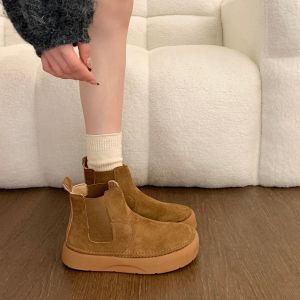 Thick-soled Faux Fur Retro Boots Suede