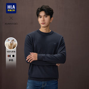 Thickened Pure Wool Sweater Mens round Neck Knitted Base Layer Shirt Business Casual Style Soft Straight Cut Long Sleeve