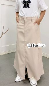 Rok Katun Combed Twill Cargo Anak Perempuan Pinggang Elastis untuk Usia 7-15 Tahun