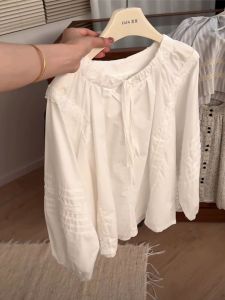 KK · Studio Selected Recommend ~ French Style Temperament White Shirt Womens Autumn Stylish Bows Tied Top