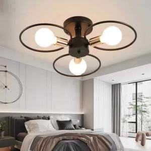 Đèn Trần Tròn 3 Bánh Xe JOYINLED Màu Đen Kiểu Hiện Đại Chất Liệu Kim Loại Lắp Đặt Bán Âm Trần Dùng Cho Nhà Bếp Phòng Ăn Phòng Ngủ Hành Lang - Tương Thích Với Đèn LED