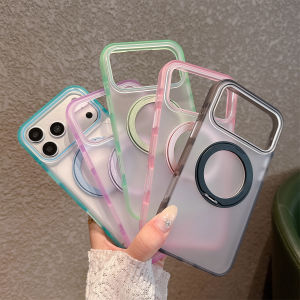 360° Rotating Metal Ring Holder For Magsafe Magnetic Case For iPhone 17 Pro Max Skin-feel Matte Transparent Shockproof Cover