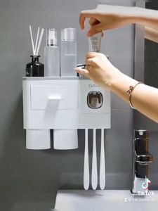 Bộ Nhả Kem Đánh Răng Tự Động Kệ Để Đồ Phòng Tắm Cao Cấp ( Tặng Kèm Miếng Dán )