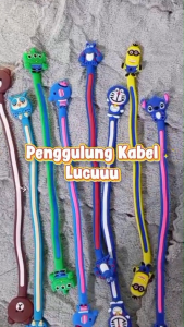 PENGGULUNG PENJEPIT PENGIKAT KLIP KABEL EARPHONE HEADSET ELASTIS CABLE ORGANIZER CORD HOLDER