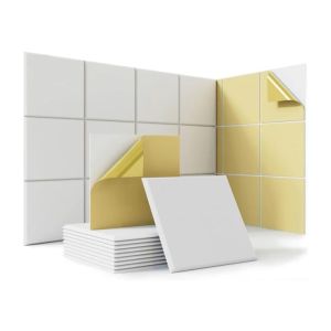 BEIYIN 4Pcs Self Adhesive Acoustic Panels 23.6" X 23.6" Sound Absorption Noise Reduction Echo Panels for Home/Offices/KTV/Gaming Rooms