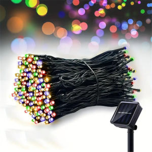 Solar Power Festoon LED Icicle Light String Outdoor Lighting for Yard Garden Tree Summer Wedding Holiday Party Home Decoration