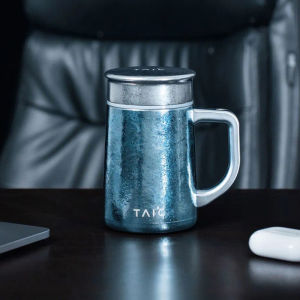 TAIC Titanium Office Insulated Mug High Aesthetic Value for Men And Women Tea Brewing with Filter Handle Included Pure Titanium