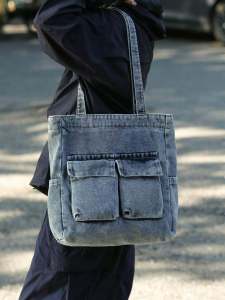 กระเป๋าสะพายไหล่ผ้าเดนิมสไตล์ย้อนยุคแบบมีซิปสำหรับเดินทาง กระเป๋าสะพายข้างผู้ชายแบบลำลองหลายช่อง กระเป๋าสะพายข้างผ้าเดนิมสำหรับนักเรียน
