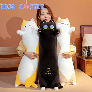 JOJO CASTLE Long Giant Cats Plush Toy Cylidrical Animal Bolster Pillow 90/110/130cm Black Cat Stuffed Plushie Children Sleeping Friend Gift 柔软长抱枕