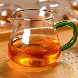 Thickened Small Size Green Handle Transparent Glass Fair Cup Tea Pot High Temperature Resistance Gentiana Tea Pitcher Herbal Tea Set Fair Mug