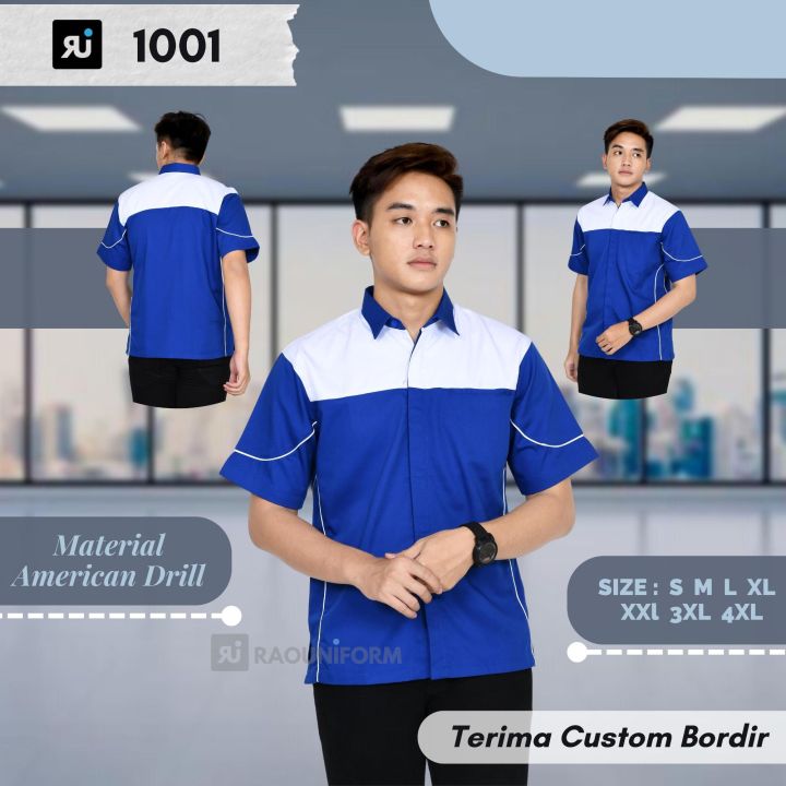 Baju kerja kantoran/Seragam kerja lengan pendek/baju kombinasi warna ...