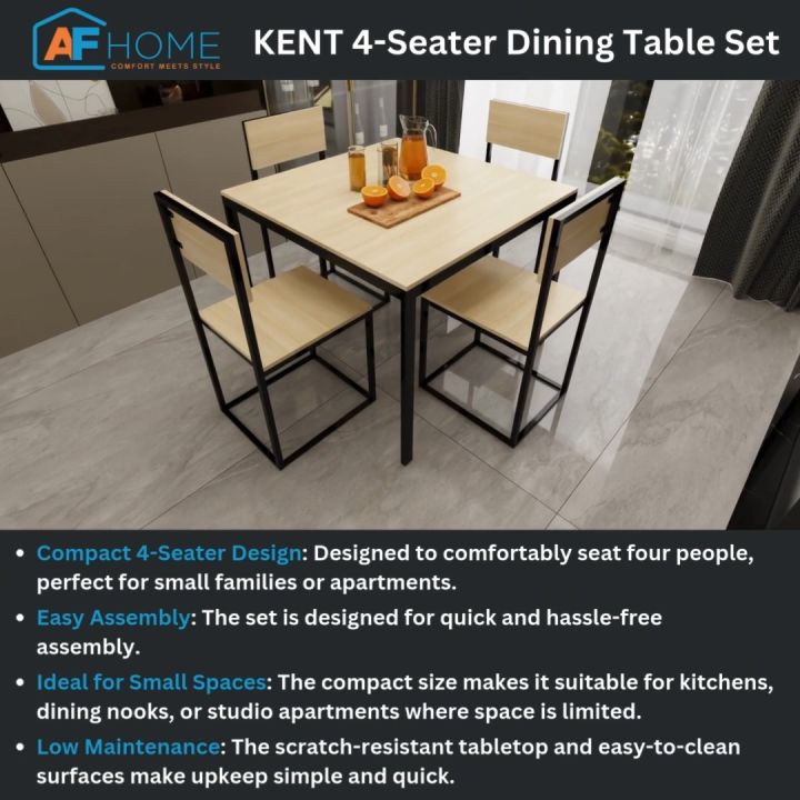 Wood Metal Dinette Chairs Kent Four Seater Dining Table Set Wood