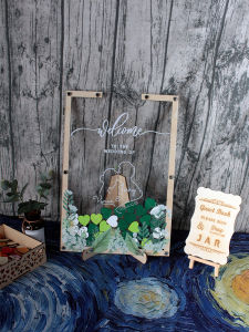 Green Wedding Sign-In Board Creative Chinese Style Heart Decoration Marriage Celebration Signature Registry Wedding Frame