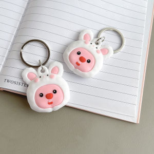 Cartoon Rabbit Beaver Compatible AirTag Tracker Protective Case Anti-Fall Durable Soft Silicone Cover for Lost Item Tracking