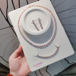 Heavy Work Zircon Earrings Necklace Bracelet Set for Women Fashion Show Style Jewelry Accessories High End Sensation Dress Match