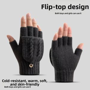 JIFANPAUL | Warm Winter Cycling Half-Finger Flip Gloves Knit