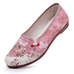 Rutai Embroidered Shoes Womens Hanfu Style Beijing Old Town Cloth Shoes Work Shoes Traditional Chinese Folk Art Flat Heel Shoes