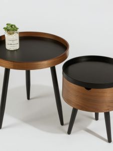 Italian Style Walnut Brown round Creative Tea Table Small Living Room Minimalist Style Side Table Luxury Balcony Simple Design