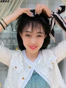 Head Curly Hair Hair Supplementing Piece Women Can Tied-up Hair Human Hair Short Hair Middle-Aged and Elderly Increase Hair Amount One-Piece Wig Cover