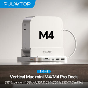 PULWTOP Mac mini M4 Hub with HDMI 4K & M.2 SSD USB A/C 10Gbps Audio USB A 2.0 SD/TF for Mac mini M6 M5 Pro M4/M4 Pro
