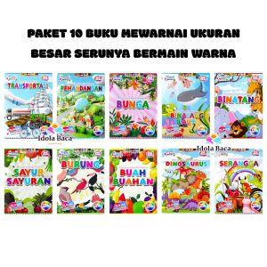 Buku Anak Serunya Bermain Warna (Paket 10 Buku) Mewarnai UK Besar - TAH