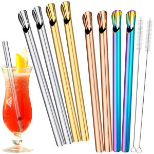 8pcs Stainless Steel Milkshake Straw Set Pearl Milk Tea Drinking Straw Set with Brush Fruit Juice Cocktail Straw Bar Accessories