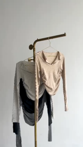 Sakura Glory - SARA TOP RIB KNIT MISTY PREMIUM UKURAN ALLSIZE / ATASAN / BLOUSE / WANITA / DEWASA / DISTRO / IMPORT / COD / DISKON / GRATIS ONGKIR / MURAH